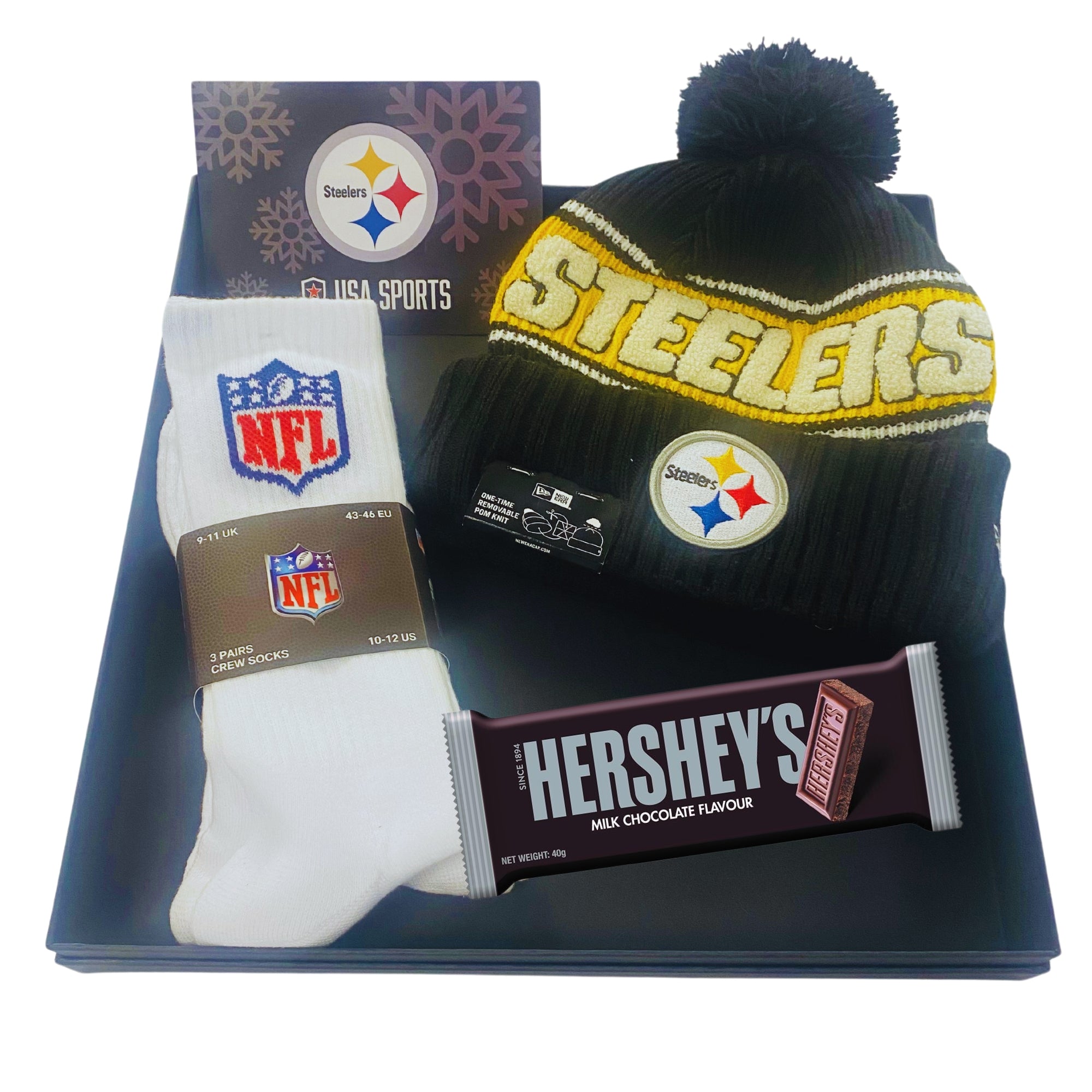 Pittsburgh Steelers Beanie Socks Gift Box Bundle USA Sports