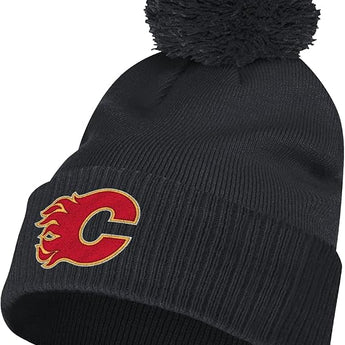 Calgary Flames Cuffed Pom Beanie Knit Hat